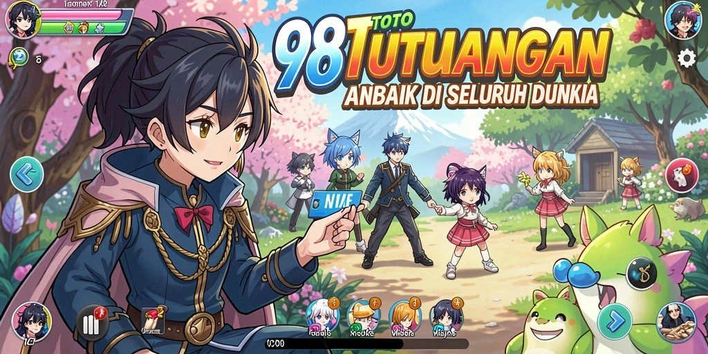 Tampilan gameplay seru dari 98TOTO yang menampilkan karakter Anime.