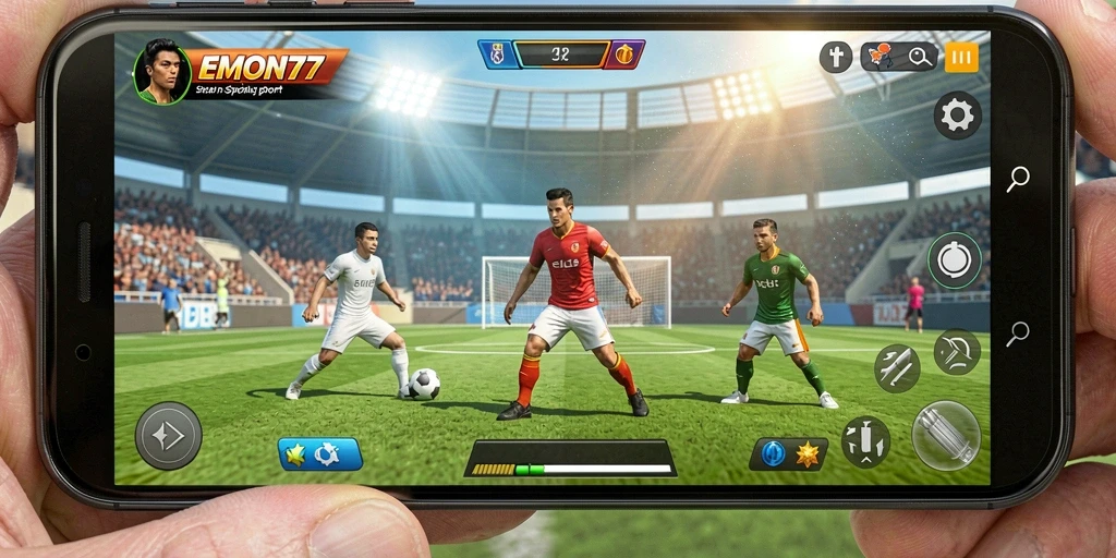 Screenshot gameplay EMON77 menampilkan aksi seru dalam berbagai cabang olahraga.