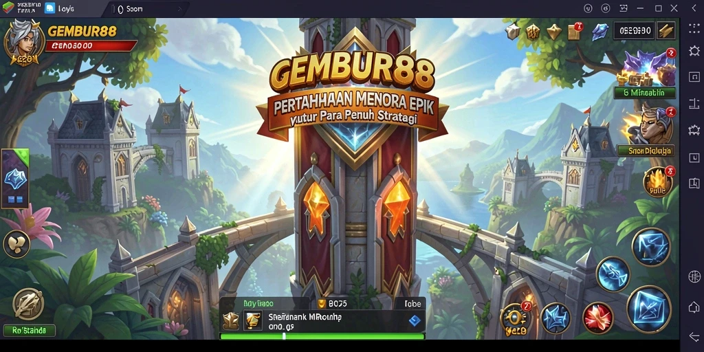 Screenshot gameplay yang menegangkan dari tower defense GEMBUR88.