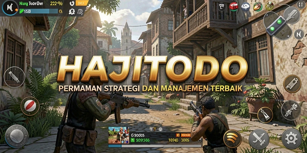 Tangkapan layar gameplay HAJITOTO menampilkan pembangunan kota yang strategis.