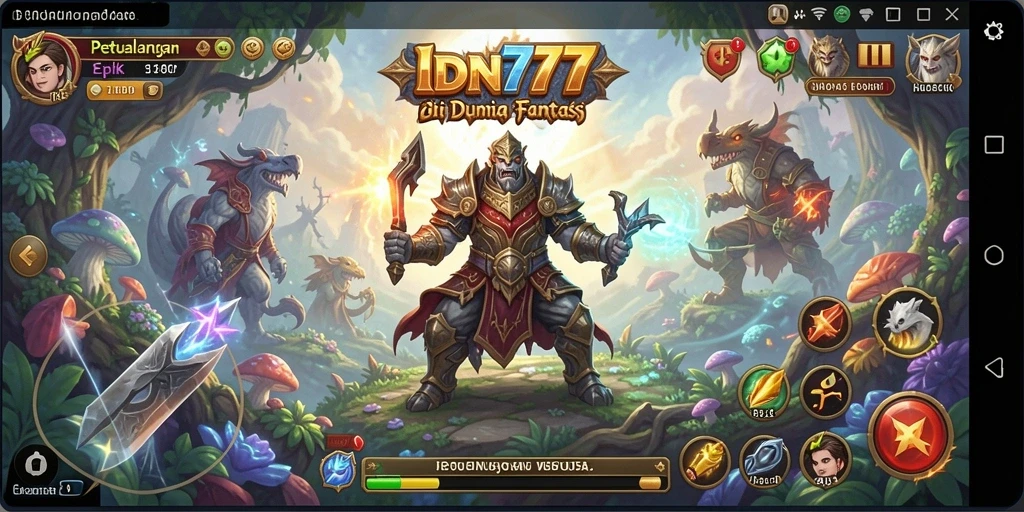 Tampilan gameplay yang memukau dari IDN777 dengan karakter RPG yang kuat.