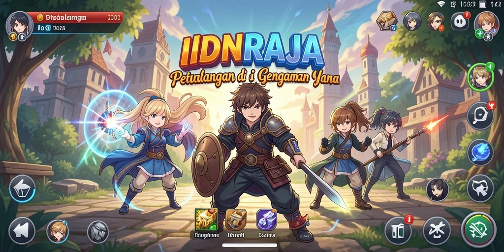 Screenshot IDNRAJA menampilkan karakter anime beraksi dalam pertarungan seru.