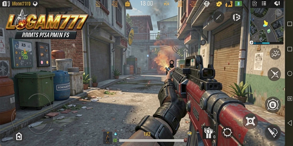 Tampilan screenshot LOGAM777 menampilkan aksi seru dalam permainan FPS.