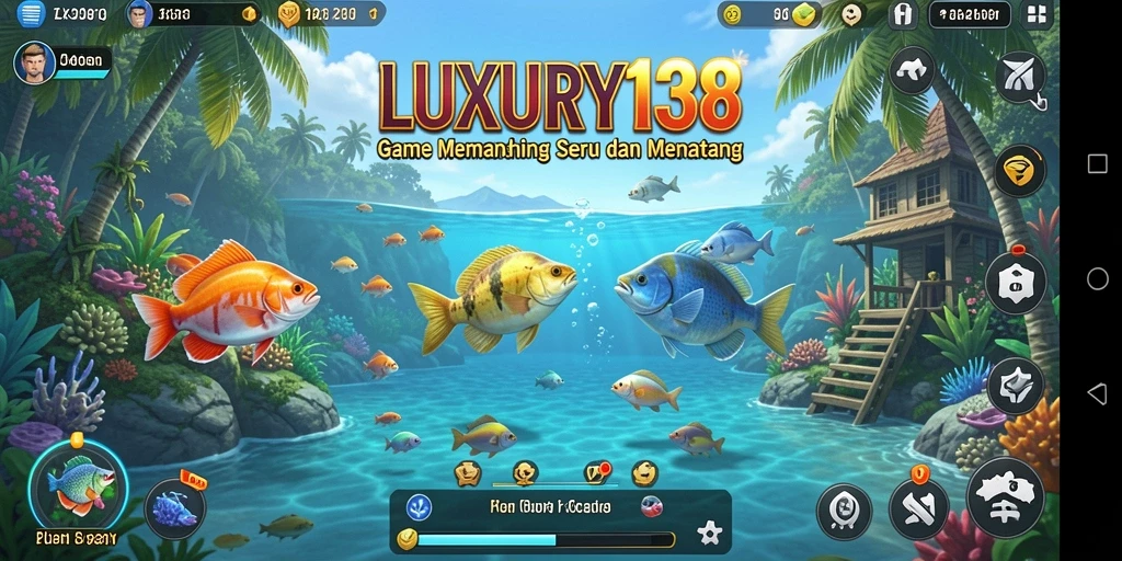 Screenshot gameplay LUXURY138 menampilkan momen seru saat menangkap ikan besar.