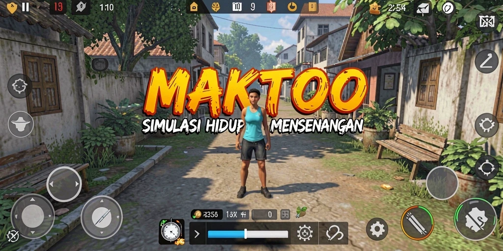 Screenshot gameplay MAKTOTO menampilkan karakter dan lokasi yang menarik.