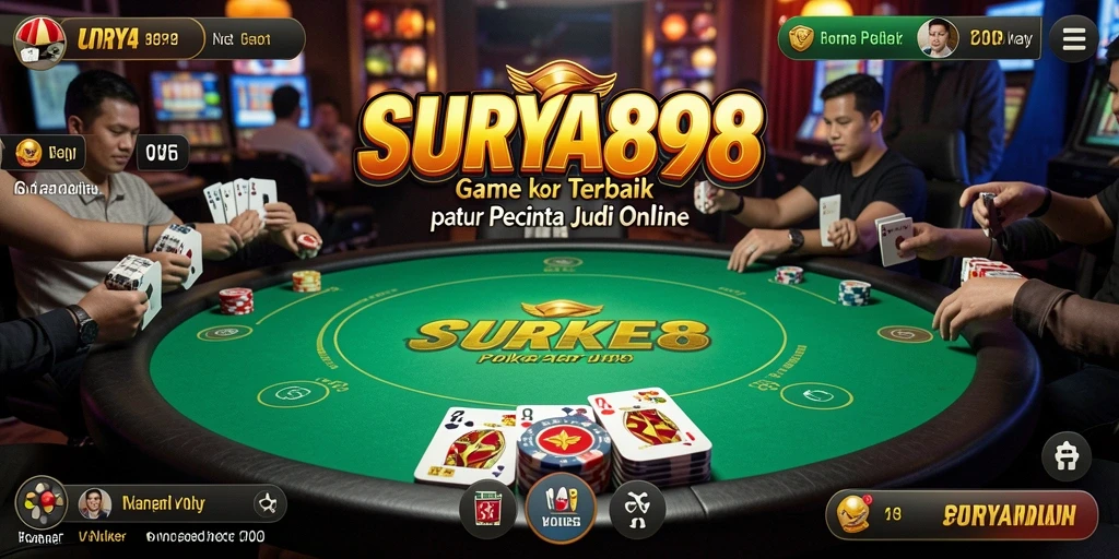 Menampilkan gameplay mendebarkan di <strong>SURYA898</strong> saat bermain poker.