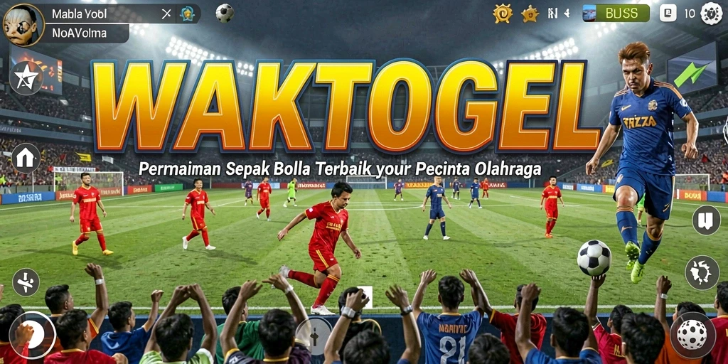 Screenshot utama WAKTOGEL menunjukkan gameplay sepak bola yang seru.